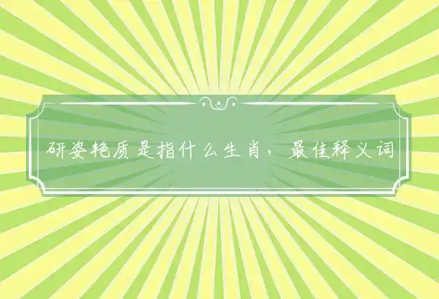 研姿艳质是什么生肖