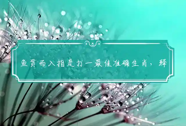 鱼贯而入是什么生肖