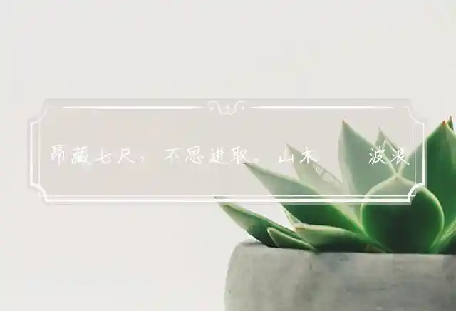 昂藏七尺,不思进取。山木翛翛波浪深是什么生肖