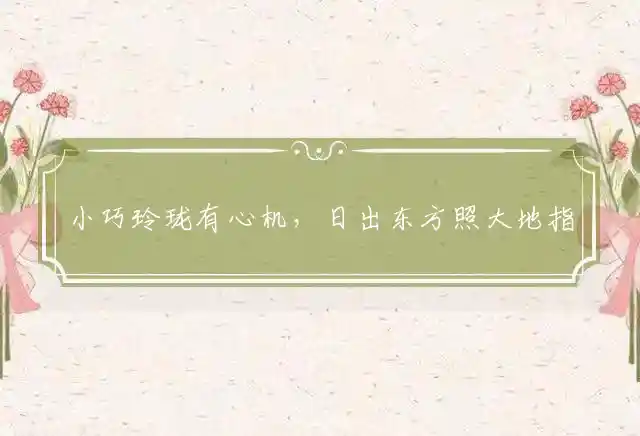 小巧玲珑有心机,日出东方照大地是什么生肖