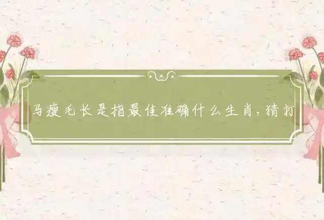 马瘦毛长是什么生肖