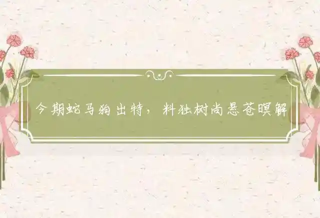 今期蛇马狗出特,料独树尚悬苍暝是什么生肖