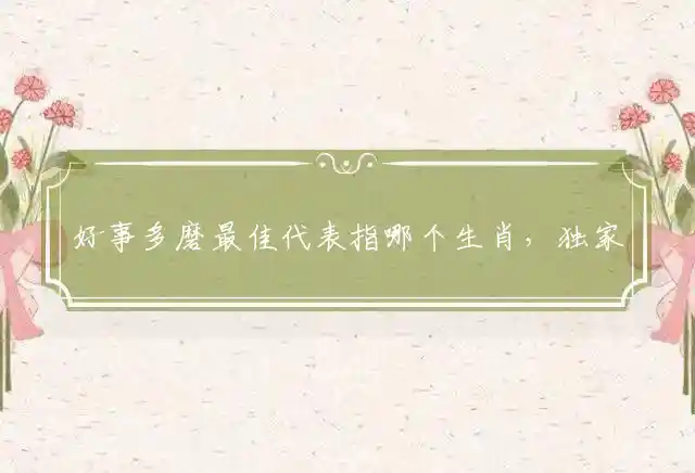 好事多磨是什么生肖