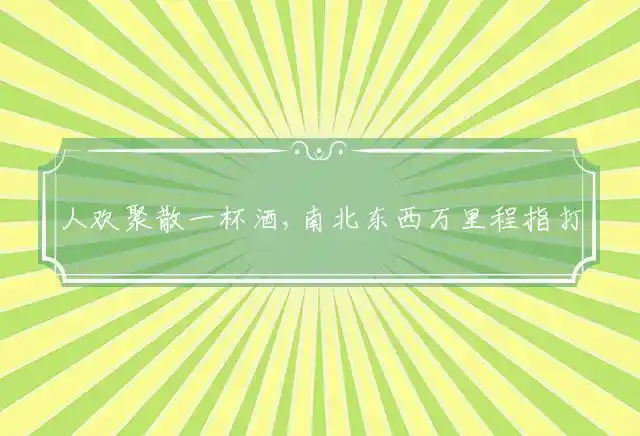 人欢聚散一杯酒,南北东西万里程是什么生肖