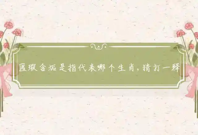 匿瑕含垢是什么生肖